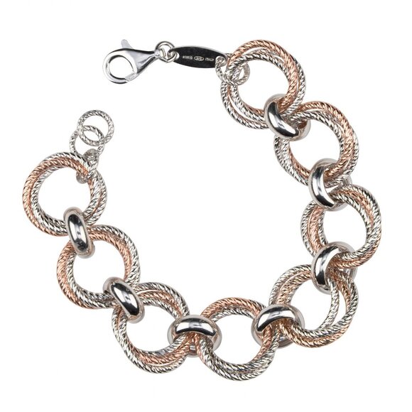 Frederic Duclos Jewelry - Frederic Duclos Two-Tone Sterling Silver Textured Circles Bracelet EUC